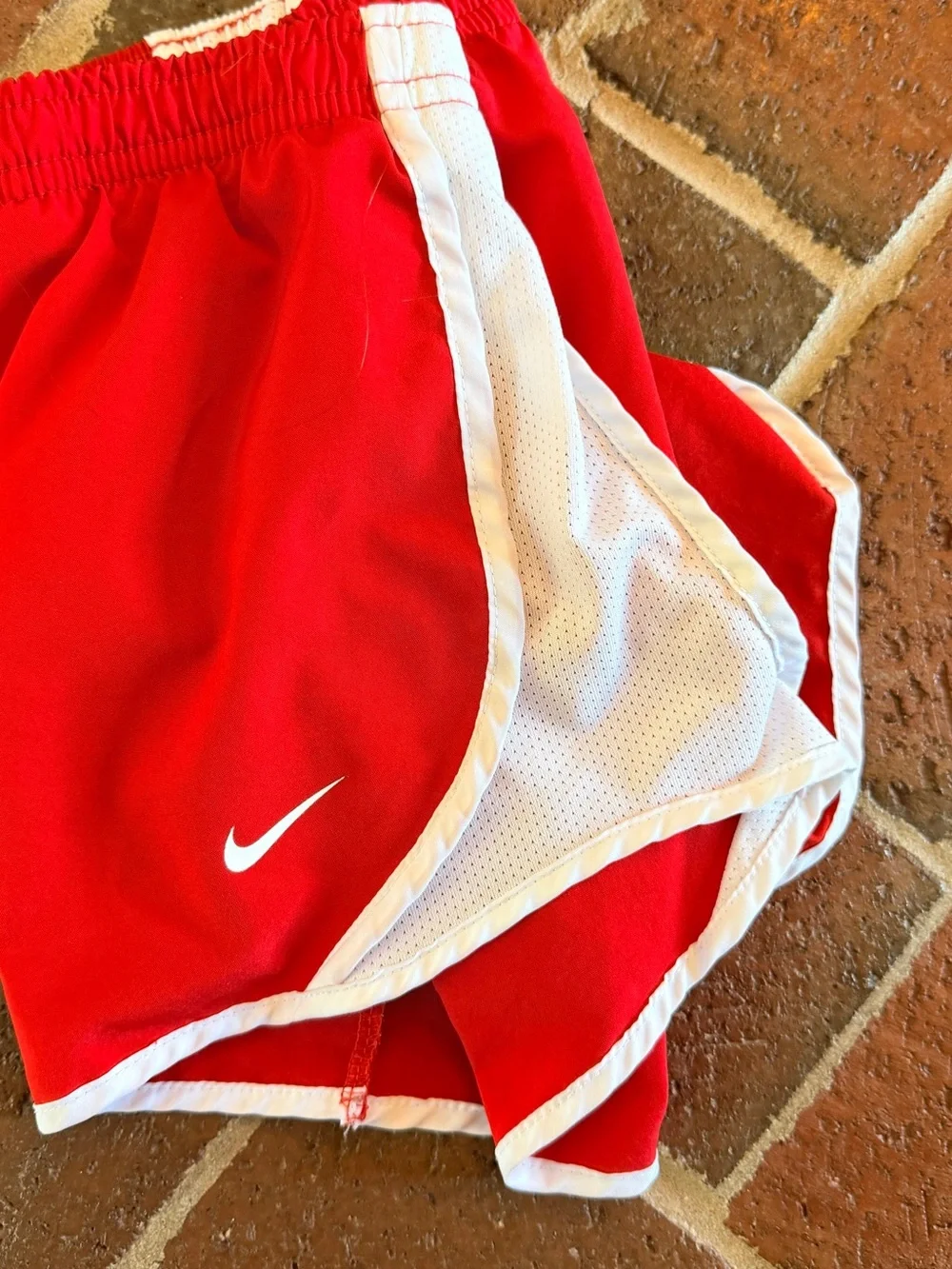 Nike Women's Red Athletic Shorts with White Trim